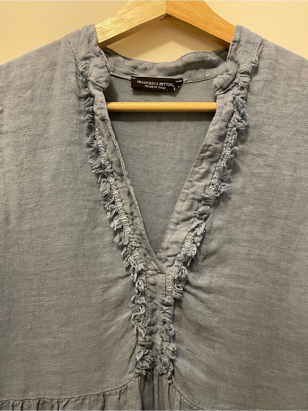 Linen Sleeveless Tiered Midi Dress in Light Blue - Picture 3 of 8